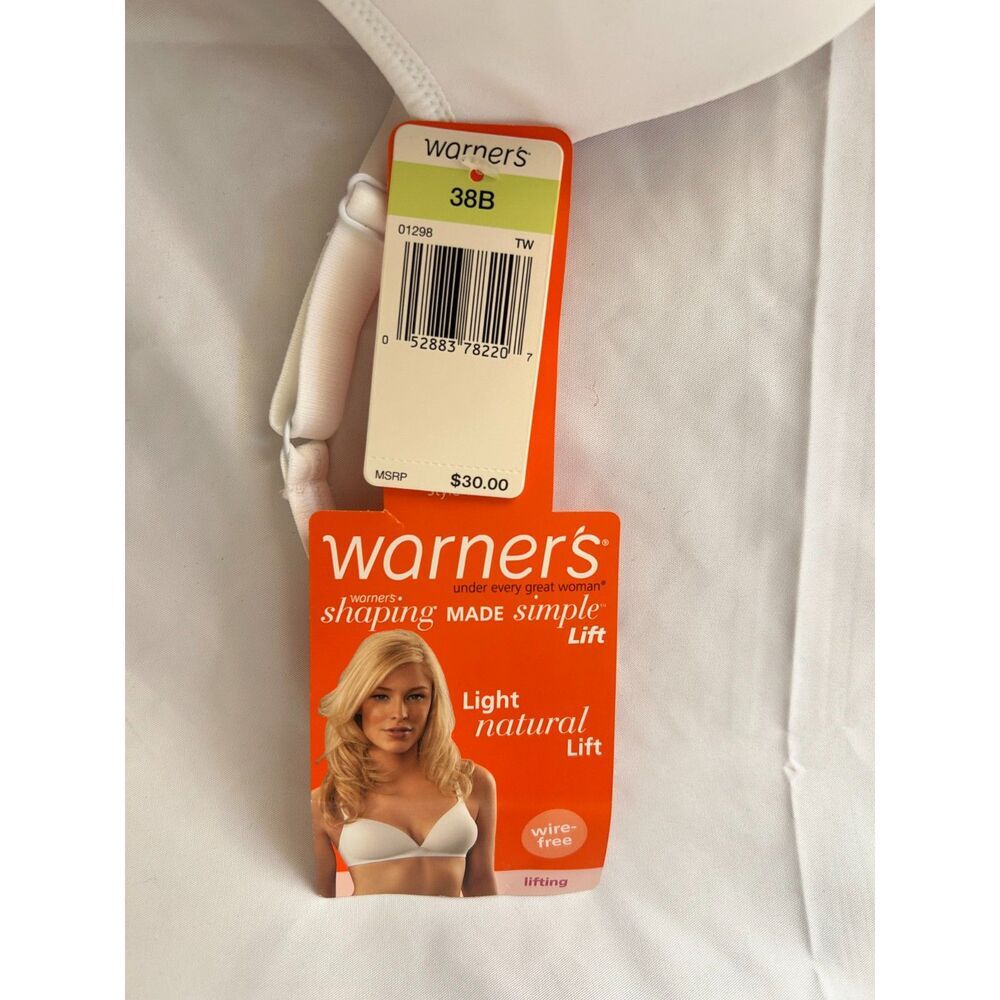 NWT Warner's White Wire Free Natural Light Lift Bra 38B Flawed - Picture 5 of 5